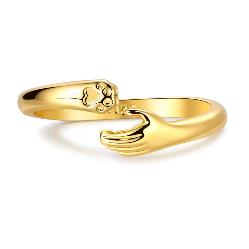 Women's 925 Sterling Silver Pet Embrace Open Ring, Cute Design